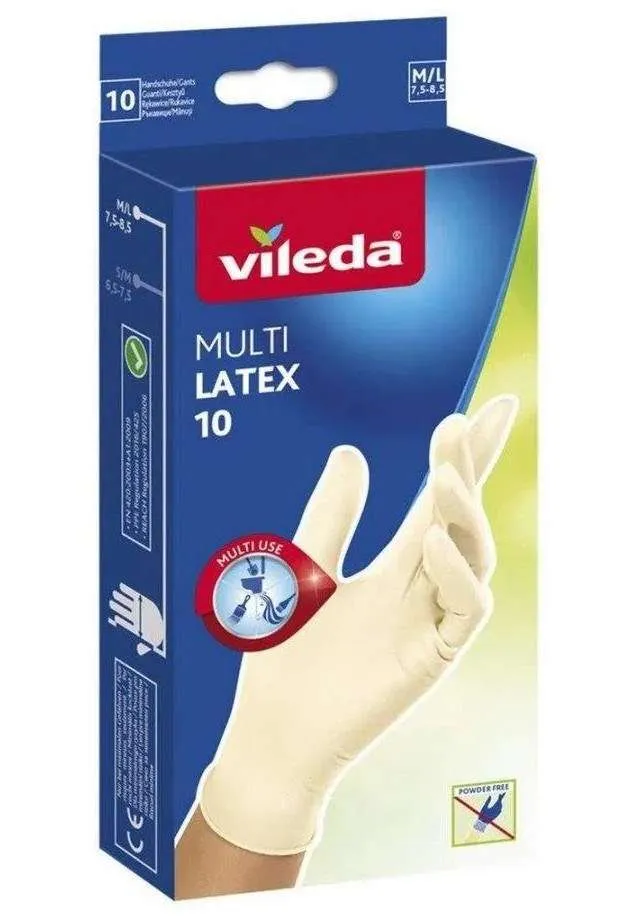 Vileda Natural Latex-handschoenen S/M, 10 stuks