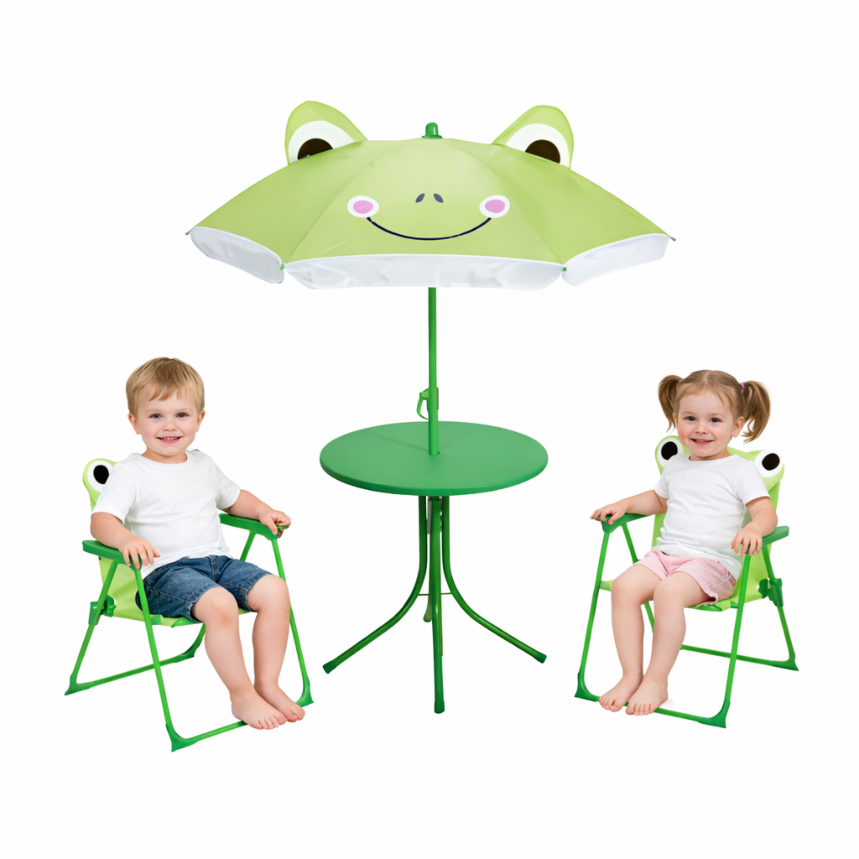 Tuinset Kikker - groen - polyester - verstelbare parasol - kinder tuinset - voor kinderen