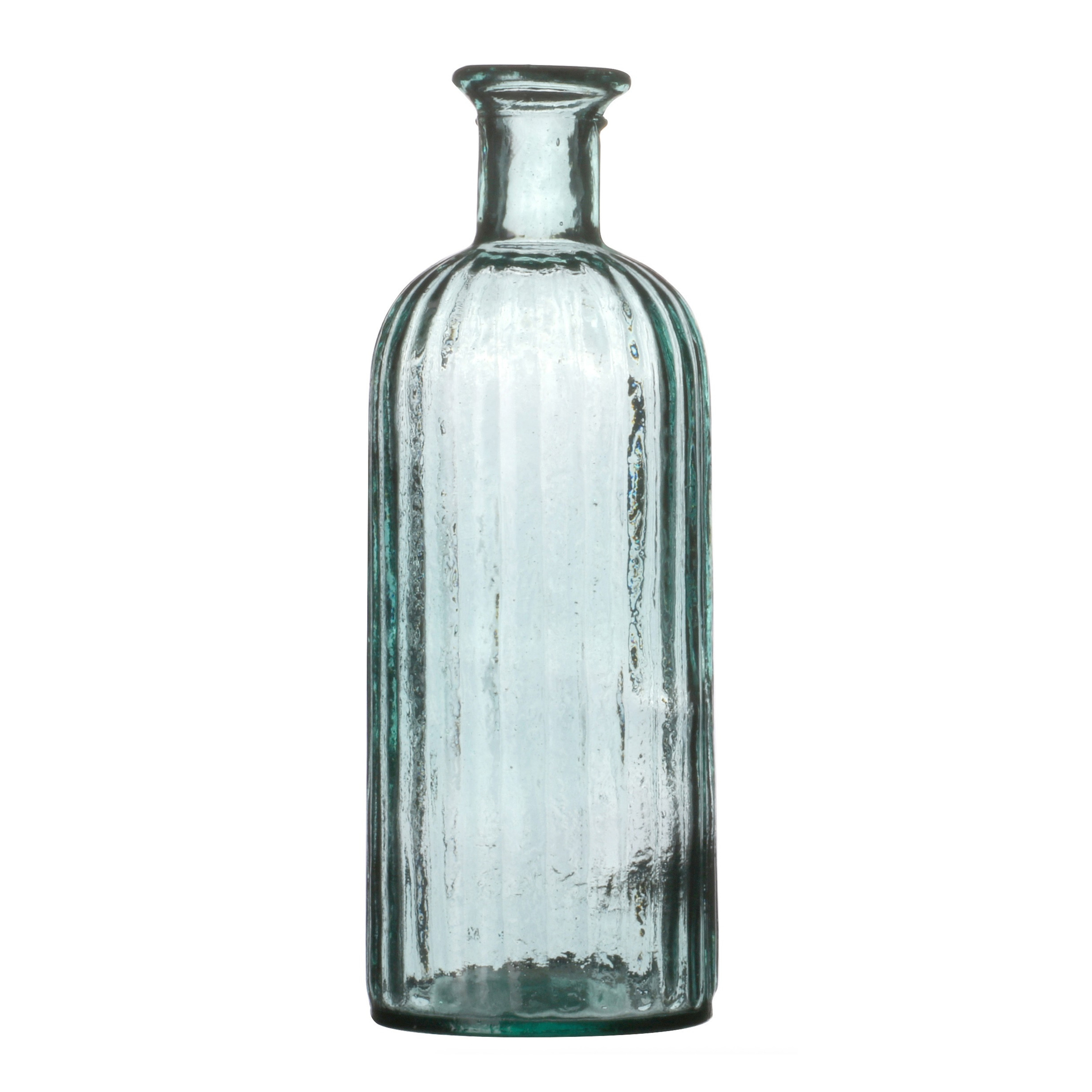 Bloemenvaas Stripes - helder transparant - gerecycled glas - D13 x H34 cm - Fles vazen