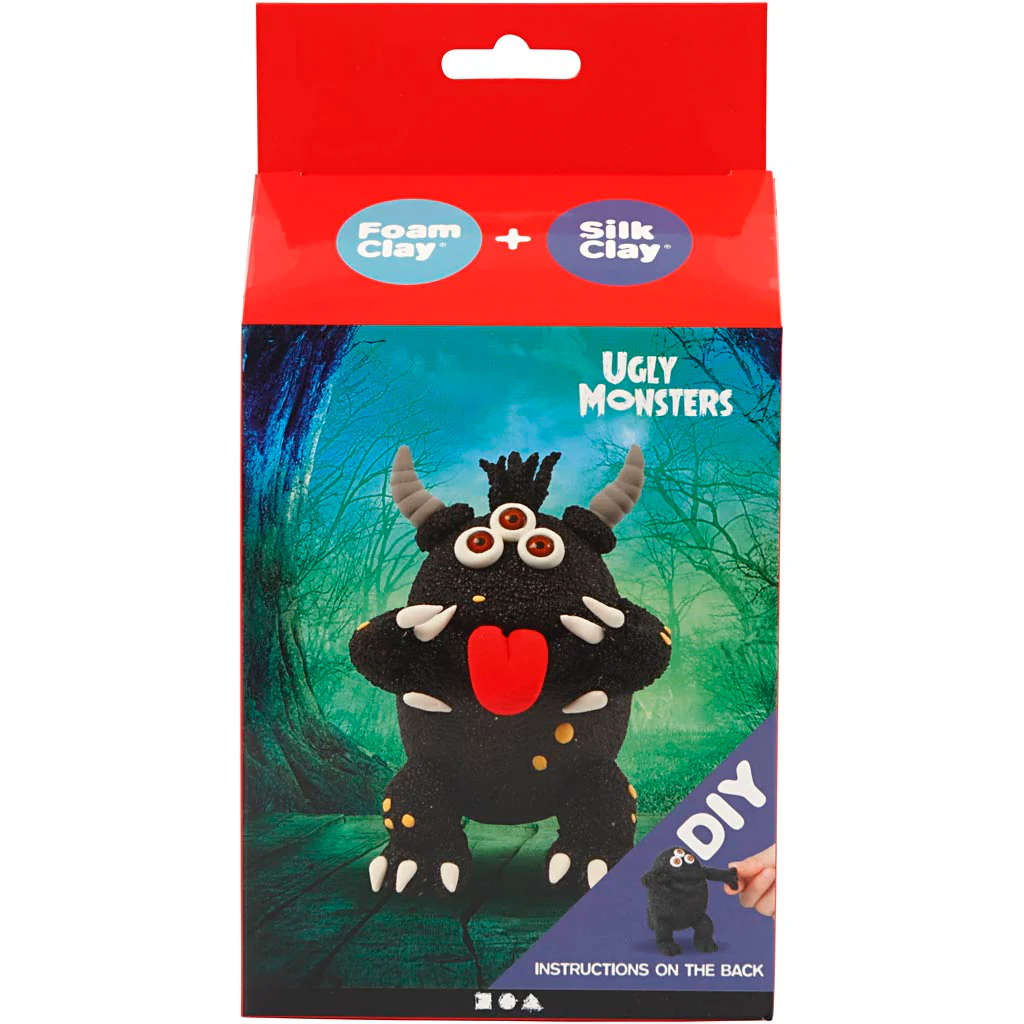 Silk Clay Funny friends, monster, zwart, 1 doos