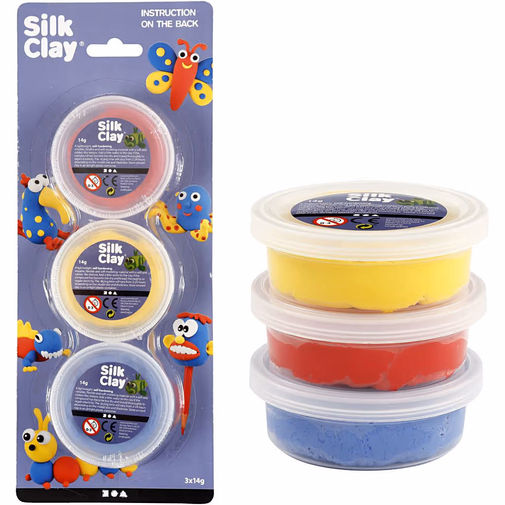 Silk Clay ®, blauw, rood, geel, 3x14 gr/ 1 doos
