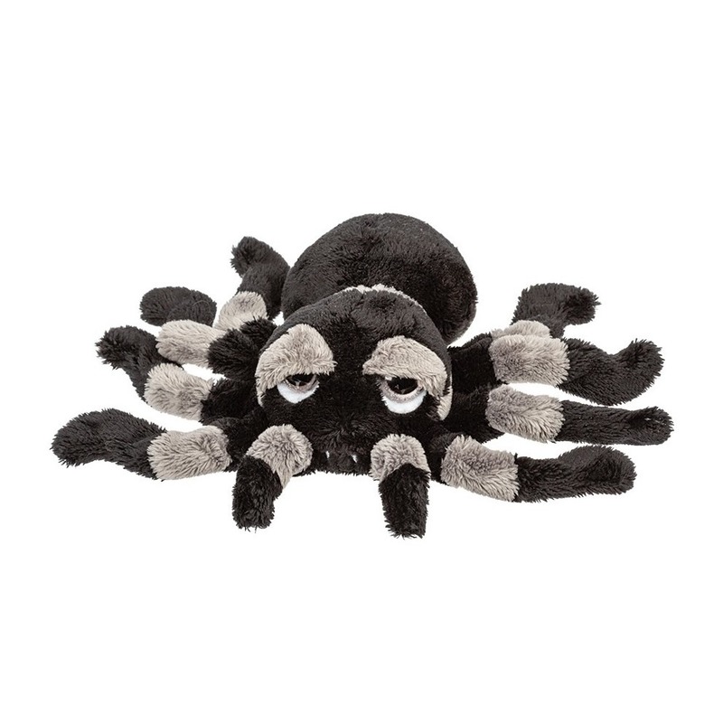 Suki gifts Pluche knuffel spin - tarantula - zwart/grijs - 22 cm