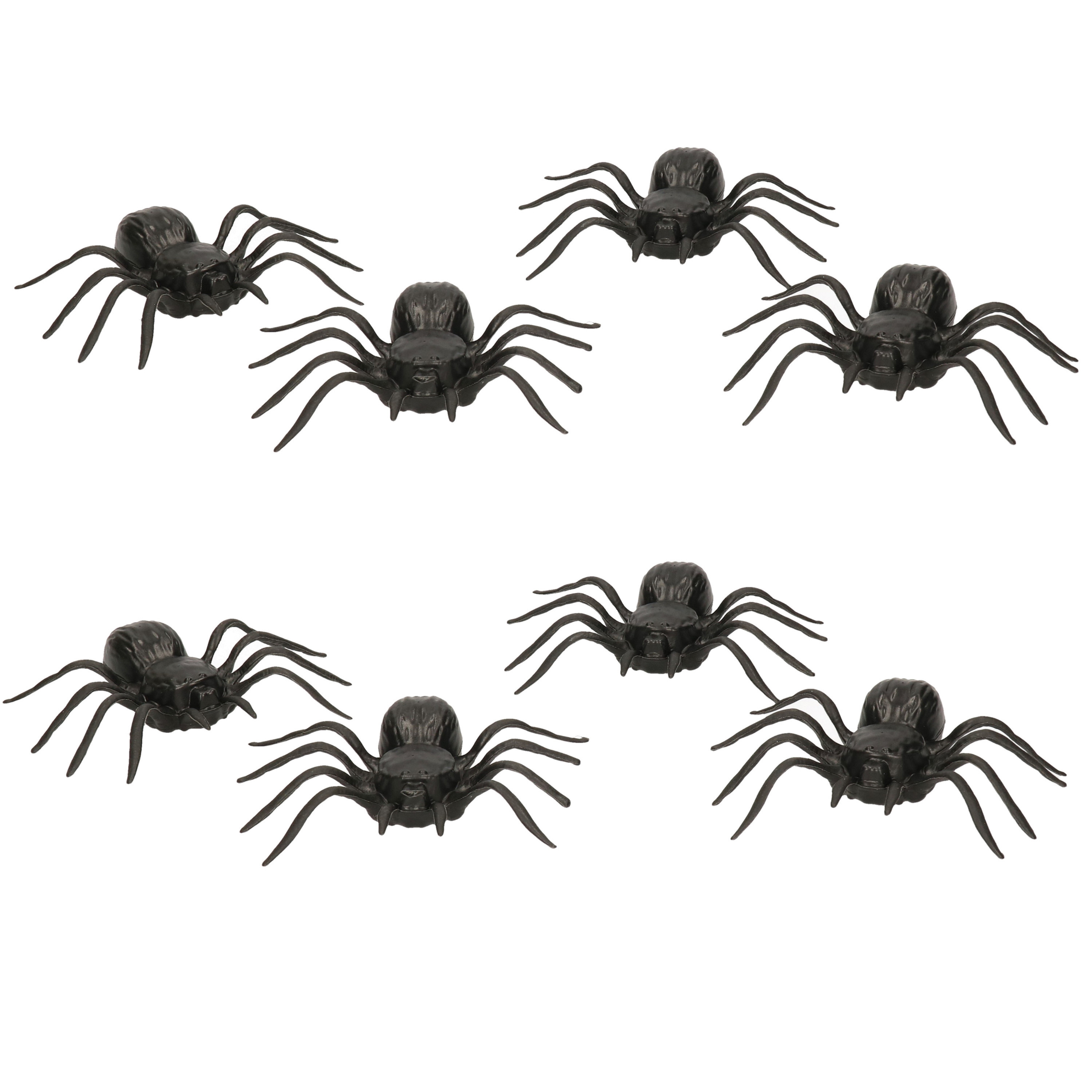 8x Plastic horror spinnen 10 cm Halloween decoratie