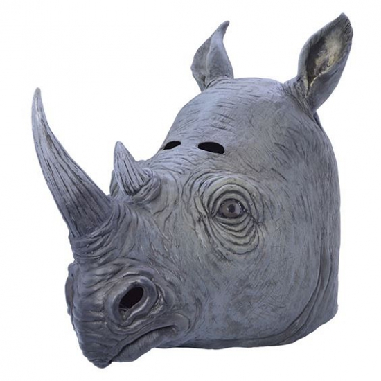 Neushoorn dieren verkleed masker - rubber/latex - volwassenen - grijs
