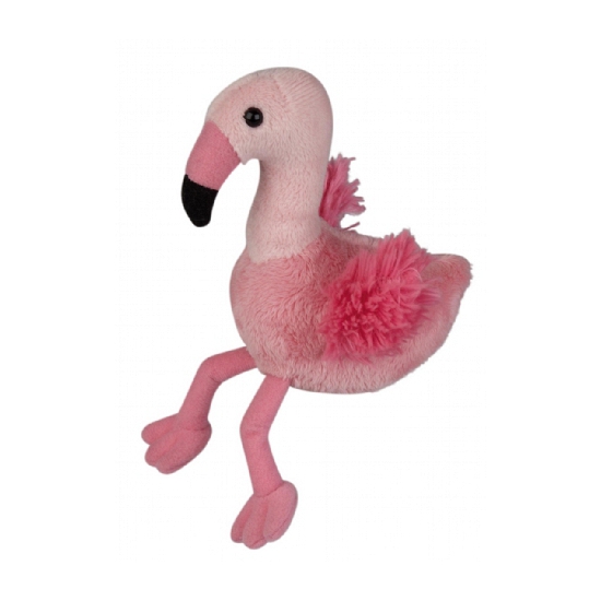 Ravensden Pluche flamingo knuffel - roze - 15 cm - Kleine vogels knuffelbeesten - dieren