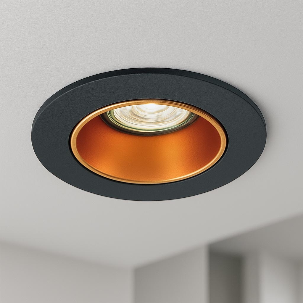 Zwart met goudkleur Inbouw Ledspot Aruba, 5 Watt