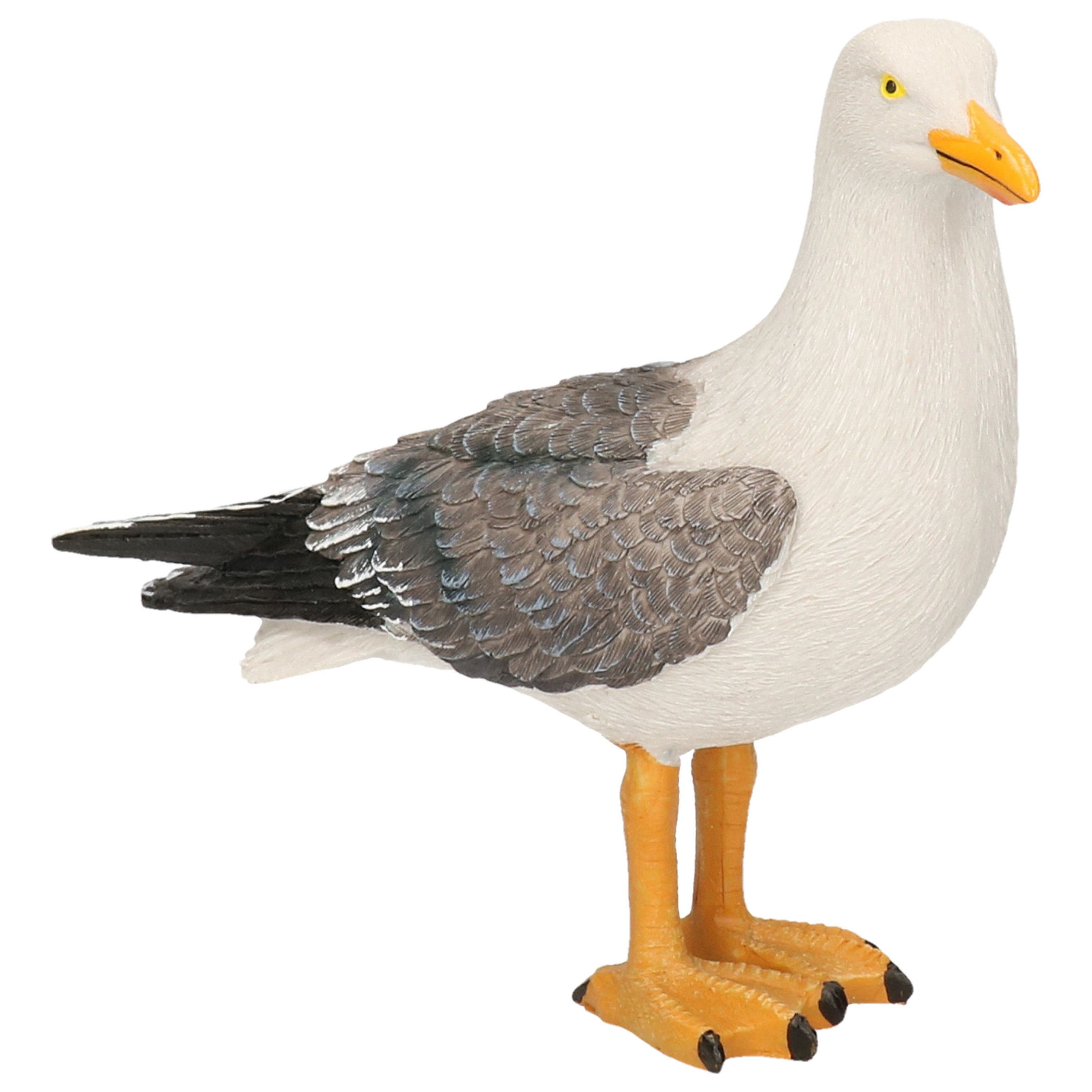 Decoratie meeuw - wit/grijs - polystone - 18 cm - maritiem dierenbeeld