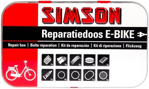 Simson Reparatiedoos e-bike aluminium rood/wit 14-delig