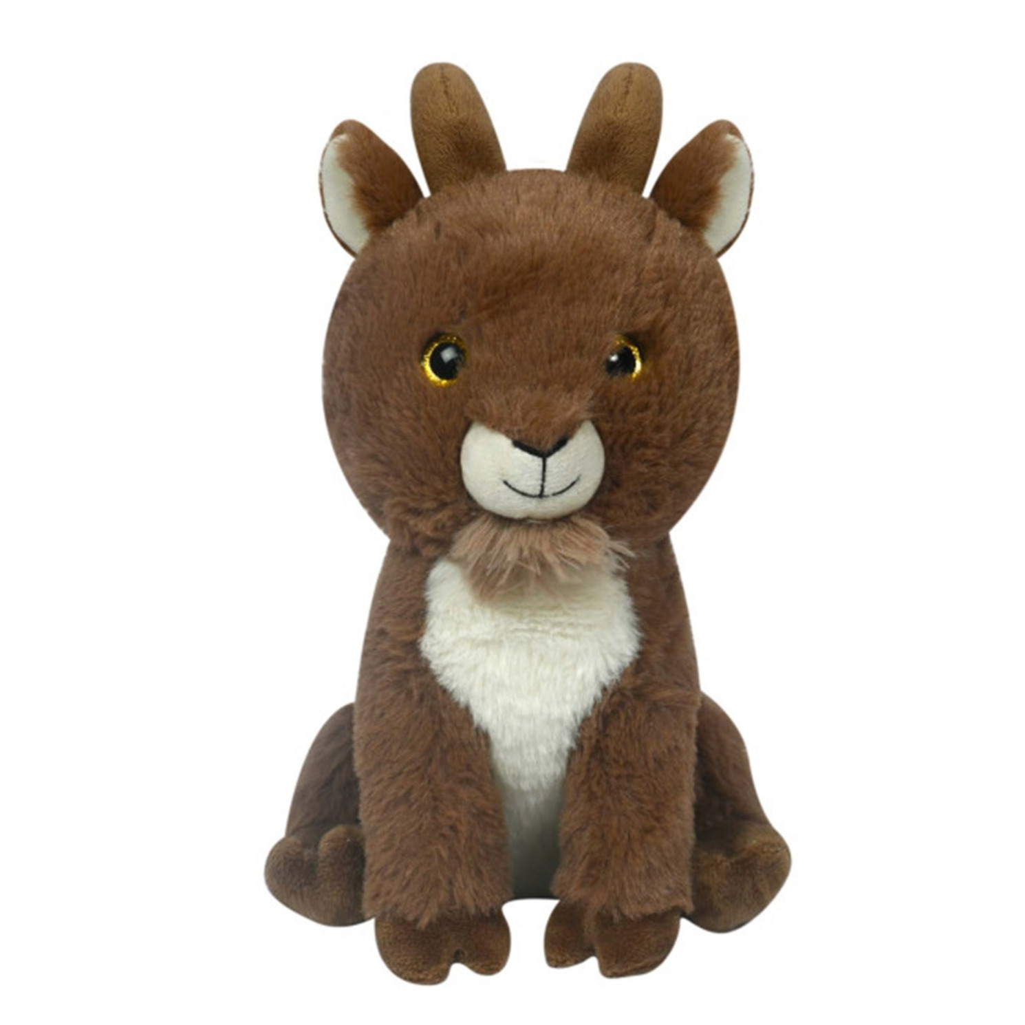 Knuffeldier Geit Gerrit - zachte pluche stof - dieren knuffels - bruin - 23 cm