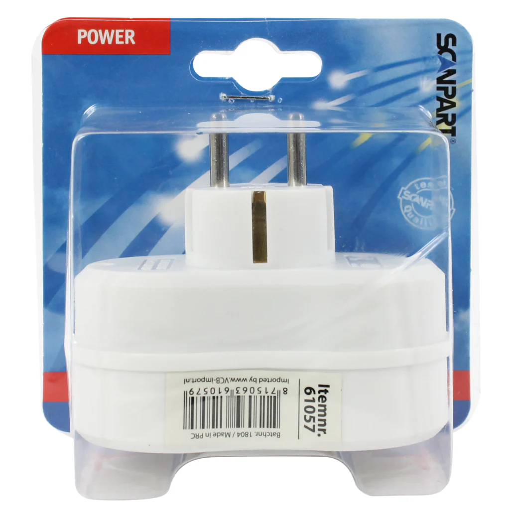 Scanpart tweewegstekker met randaarde wit