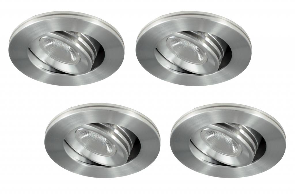 Set van 4 stuks dimbare mini inbouwLEDspot, 3 Watt, IP44