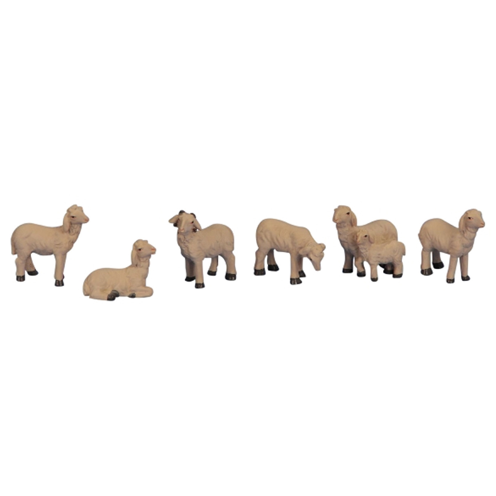 Schapen dierenbeeldjes - 6x stuks - wit - 2,5 - 4 cm - kunststof