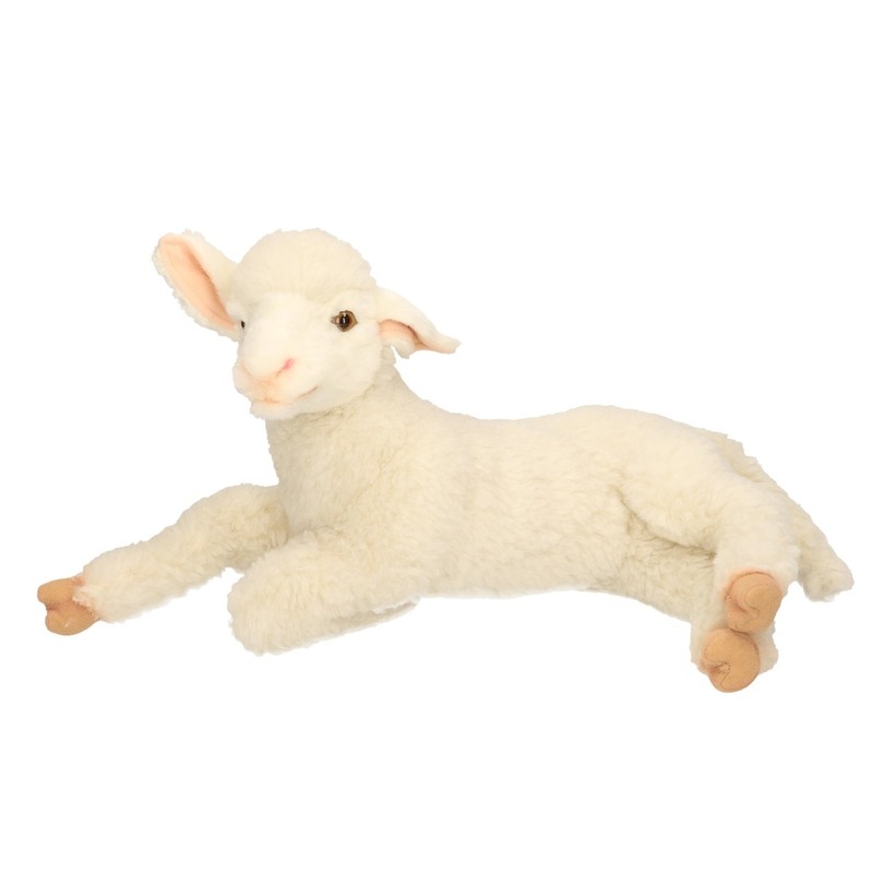 Hansa pluche lam/schaap knuffel - liggend - 33 cm - knuffels