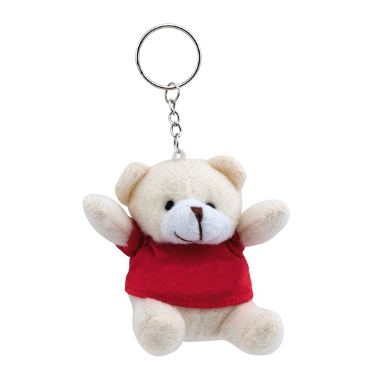 Pluche teddybeer knuffel sleutelhanger - rood - 8 cm - Beren