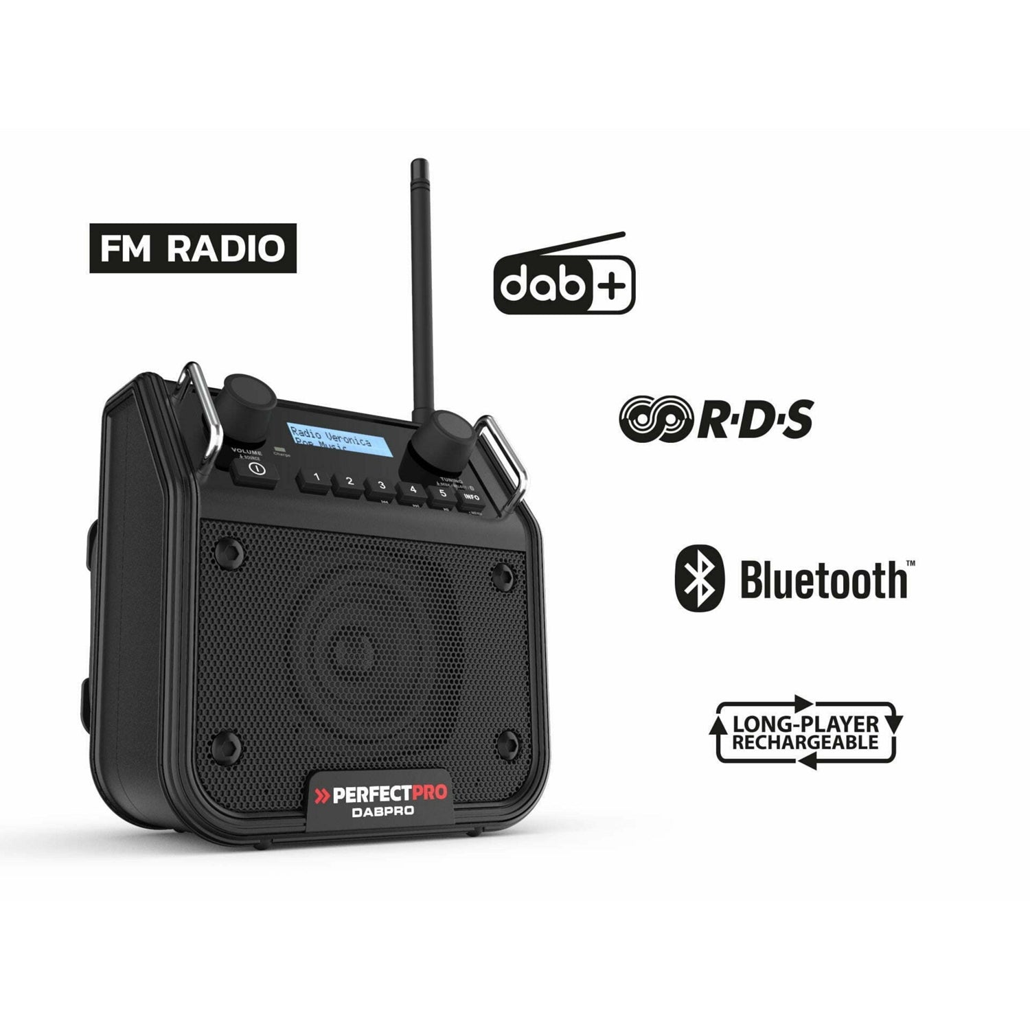 PerfectPro bouwradio dabpro dab+/fm/usb oplaadbaar