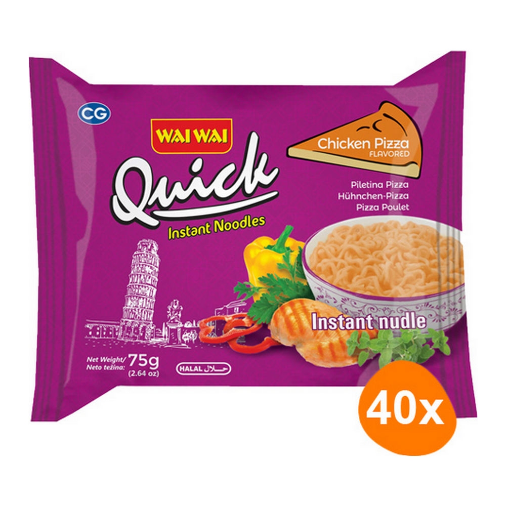 Wai Wai - Instant Noodles Chicken Pizza - 40 zakjes