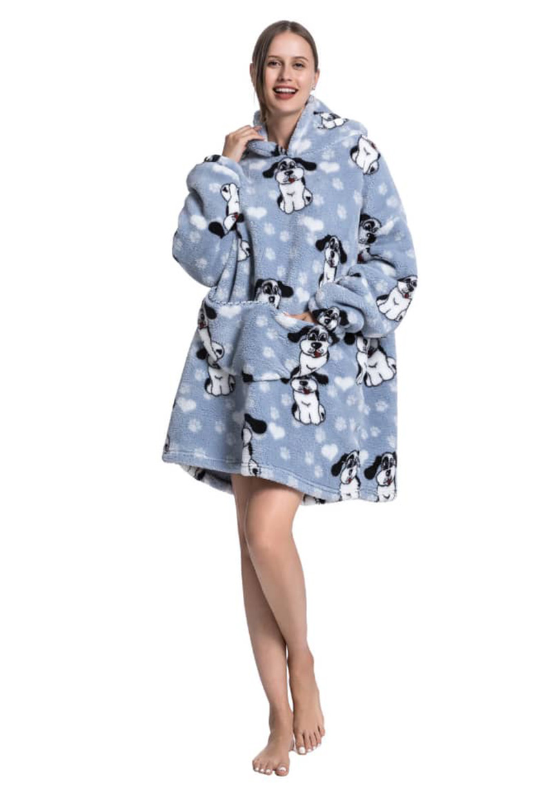 Plaid met mouwen - fleece - hond