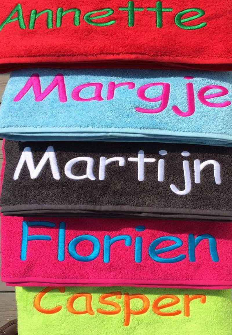 Handdoeken met borduring-middenblauw