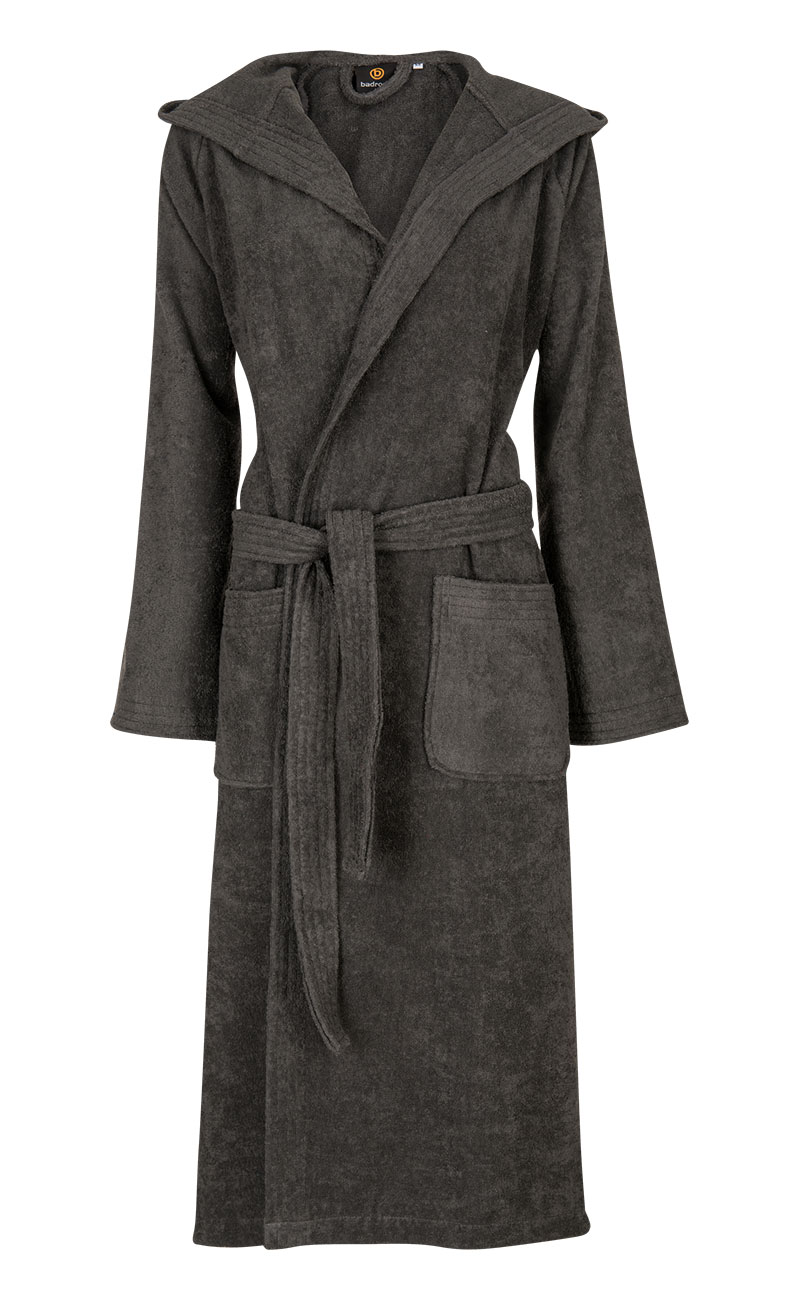 Capuchon badjas antraciet unisex - badstof katoen - Badrock