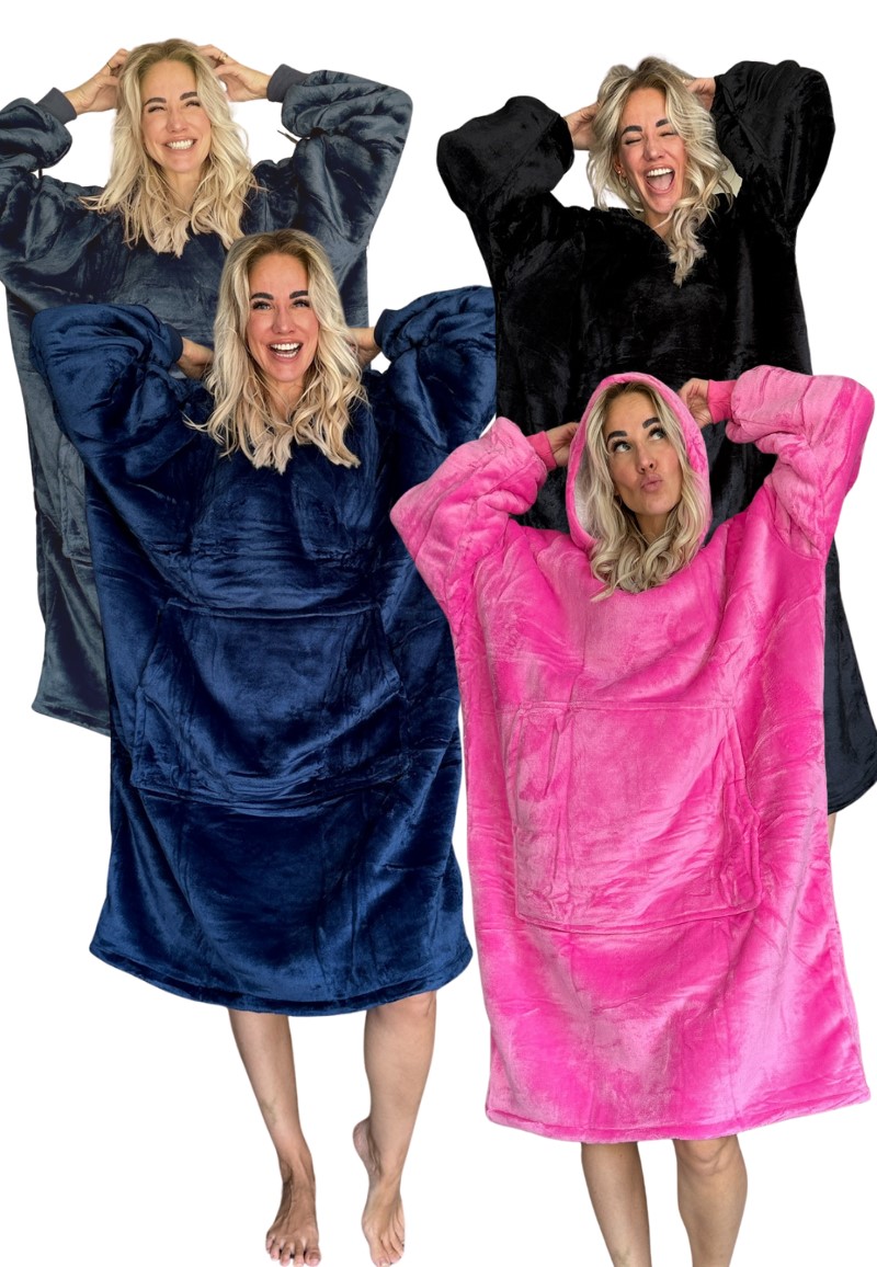 Draagbare deken met capuchon en mouwen - EXTRA lang-Panter