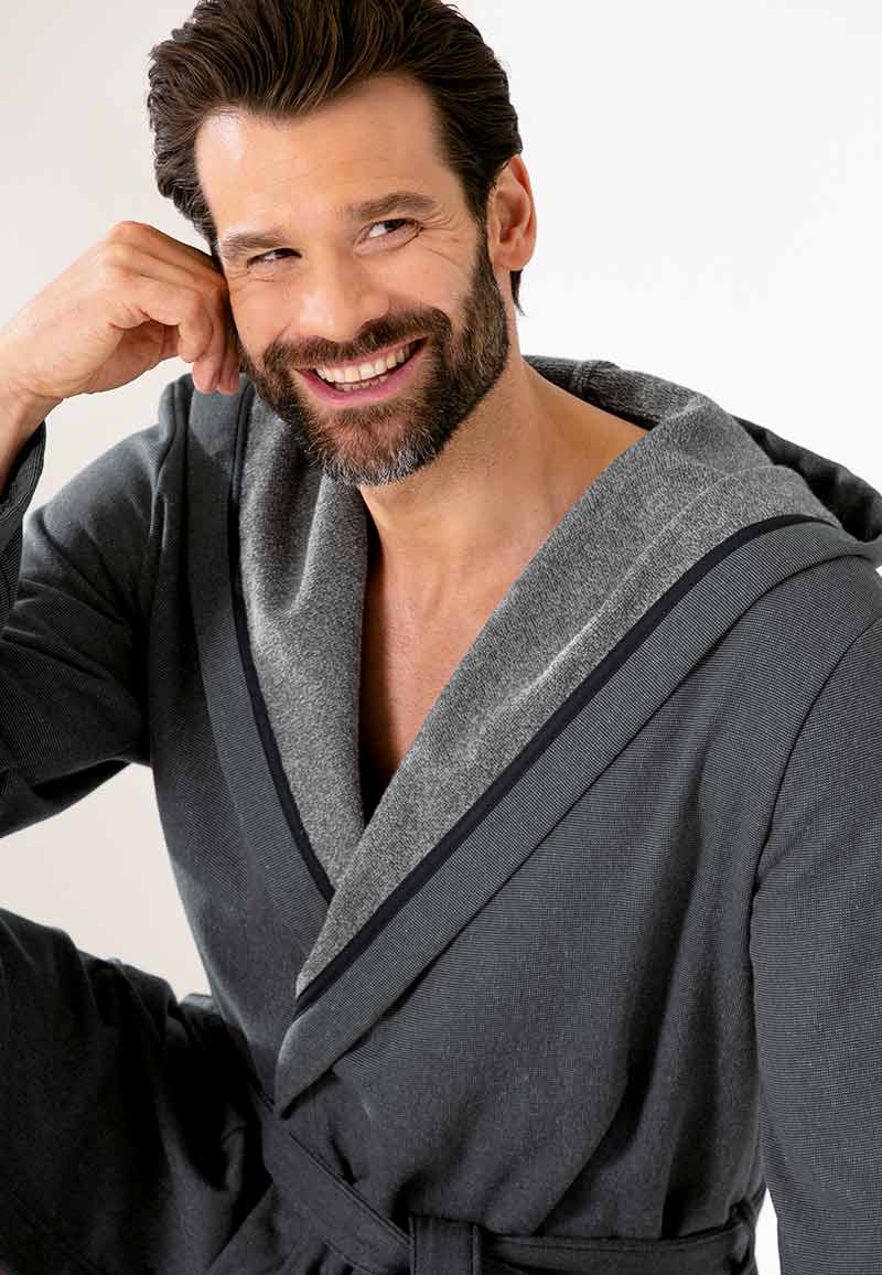 Cawo herenbadjas antraciet - met capuchon-46/48